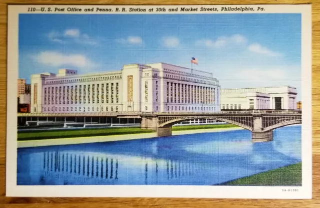 Pennsylvania  Railroad Station Post Office Philadelphia PA  Postcard PC 1940s