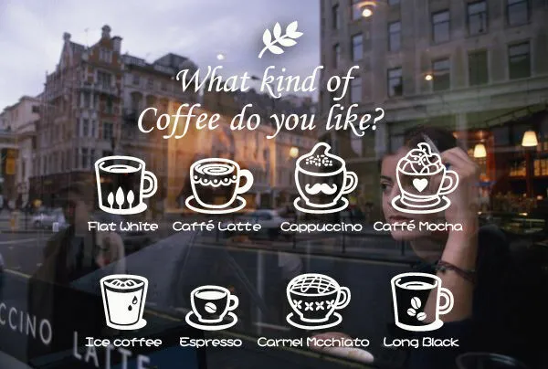 Coffee Cafe Cake Restaurant Shop Window Sticker Decal Vinyl Sign Lettering Decor