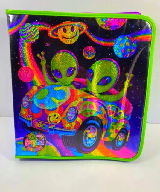 Vintage 1990’s Lisa Frank Zoomer & Zorbit Aliens Puffy Zip Up 3 Ring Binder