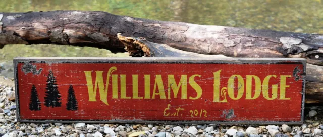 Personalized Lodge or Cabin - Established - Rustic Hand Made Vintage Wood Sign
