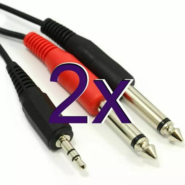 [2 Packung] 3.5mm Stereo Stecker Zu 2 X 6.3mm Mono Stecker Kabel 3