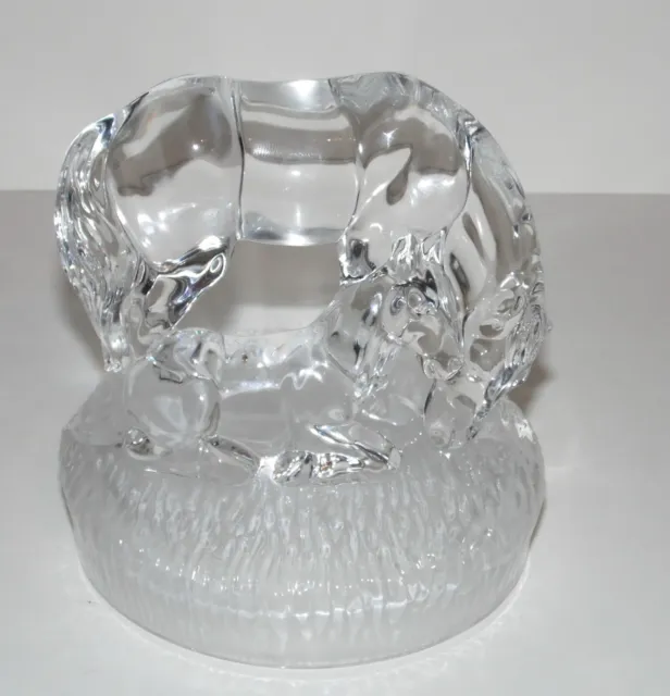 CRISTAL D'ARQUE Crystal * Vintage Glass Mare & Foal Figurine * 4.75" (12cm) Tall