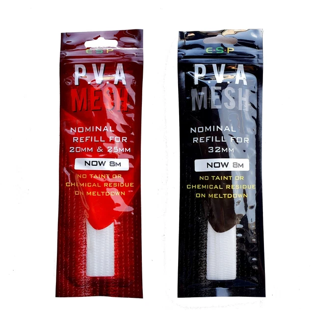 ESP PVA NETZ UNIVERSAL 8M NACHFÜLLUNG 20 mm 25 mm 32 mm x 2 für Karpfenboilies Pellets