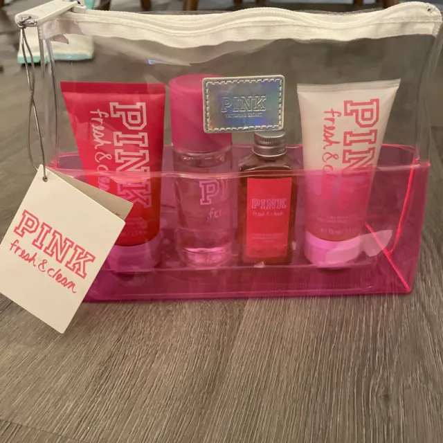 Victorias Secret PINK FRESH CLEAN Gift Travel splash MIST BRONZER LOTION Set~