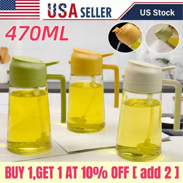 2-in-1 Glass Oil Sprayer and Dispenser Spray Bottle Cooking Dispensers BIG SALE!