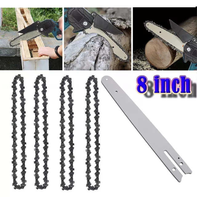 8 inch 45 DL 1/4" .043" Chain Saw Chain & Guide Plate For Mini Cordless Chainsaw