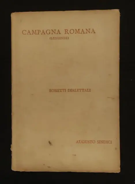 Campagna Romana Leggende Sonetti Dialettali Augusto Sindici
