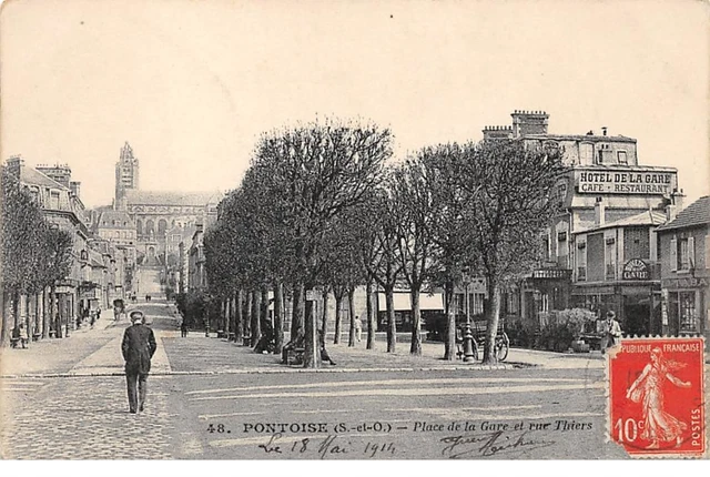 95 .n°  108009  . pontoise . hotel de la gare .tabac .place de la gare et rue
