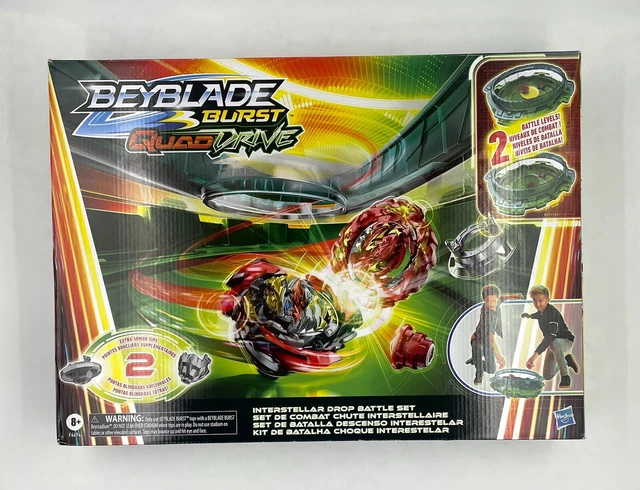 Beyblade Burst QuadDrive – Set Interstellar Drop – Arène 2 Niveaux, 2 Toupies 4-en-1, 2 Lanceurs – Dès 8 Ans