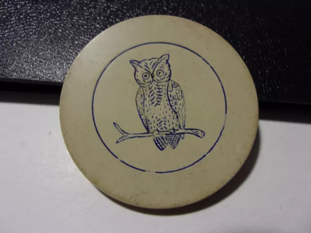 ANTIQUE CLAY ENGRAVED CASINO (PB-OJ OWL) gaming casino poker chip