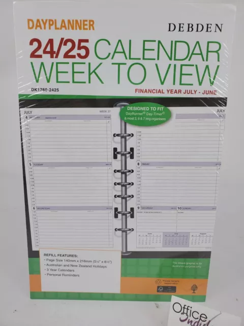 2024-2025 Financial Year Refill Debden Dayplanner Desk Week to View DK1760