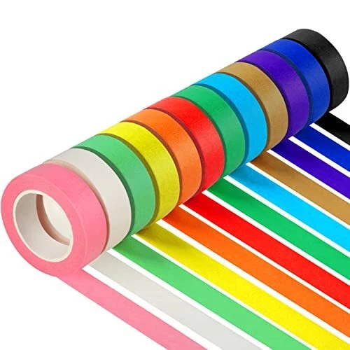 Guirnd 12PCS Colored Masking Tape, Kids Art 1.7cm X 12m (2/3In X 13Yards)