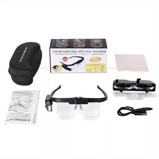 Headband Lighted Magnifying Glasses With Led Light,head Mount Magnifier  Glasses Visor Handsfree Headset Magnifier Loupe For Close Work,sewing,crafts,r