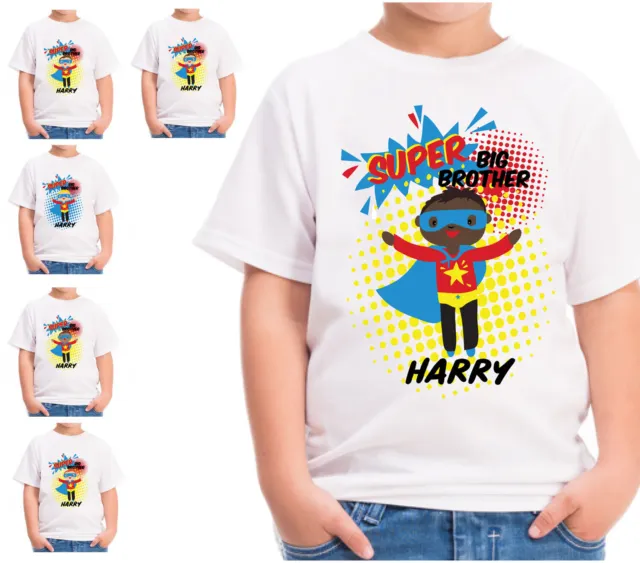Personalised Super Big Brother T-Shirt Superhero Boys Top Childrens Gift