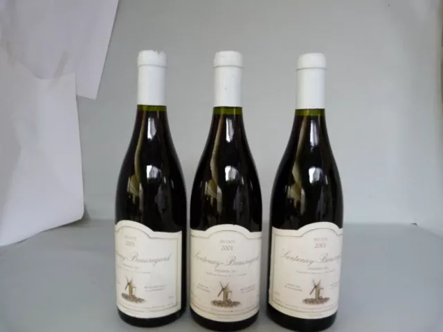 lot 3 bourgognes premier cru controlé  2001 santenay beauregard récoltant