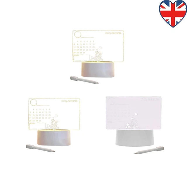 Writing Lamp ACRYLIC DIY DESKTOP Lamp Rewritable Calendar Board Writing Lamp Home ...