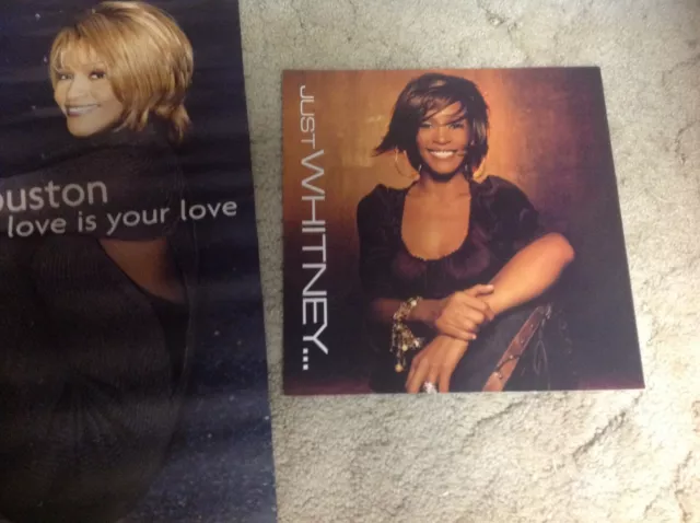 2 WHITNEY HOUSTON CD PROMO Poster & poster flat music BOBBY brown!!. 3