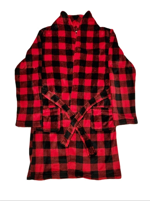 Wonder Nation Buffalo Plaid Fleece Robe Boys SZ XL( 14-16)