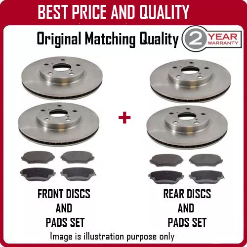 Front And Rear Brake Discs And Pads For Volkswagen Passat Estate 2.5 V6 Tdi 12/2