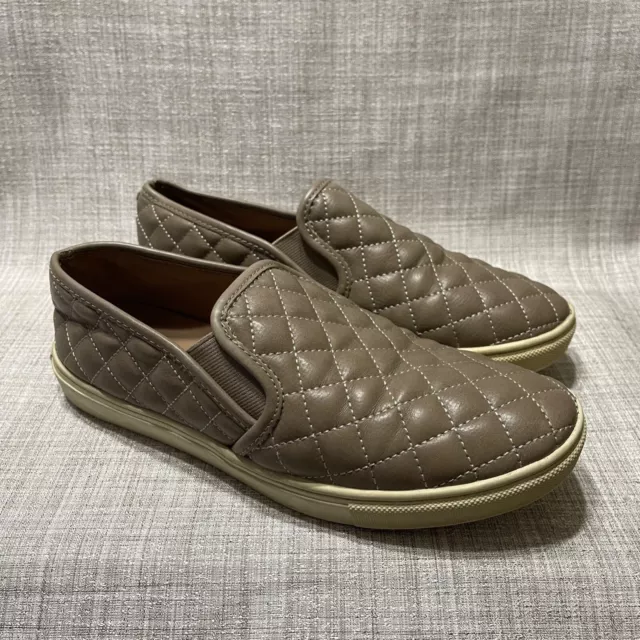 Steve Madden Slip On Sneakers Womens 7 Tan Quilted Ecentrcq Casual Modern