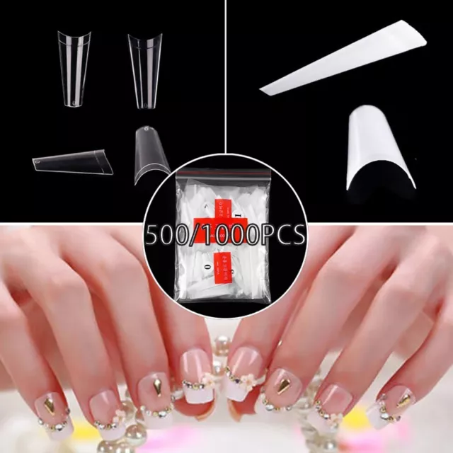 500/1000 Pcs False Nails Half French Nail Art Tips Cover UV Gel Manicure Tip New