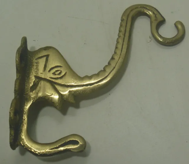 Vintage Brass ELEPHANT Wall Mount Coat Hook Key Hanger - Made In India