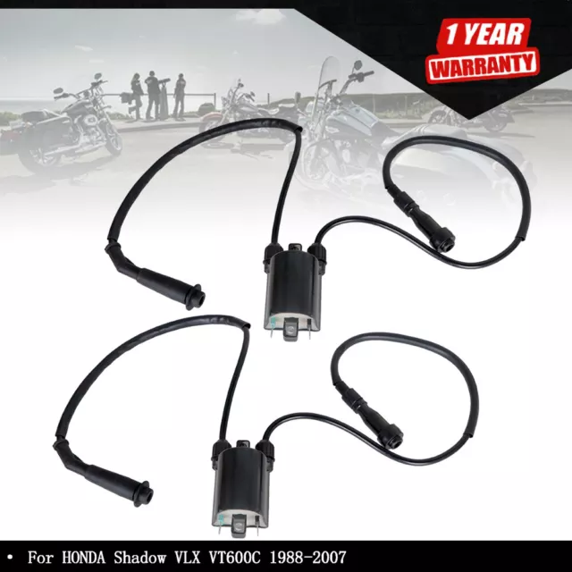 2sets of Ignition Coil & Spark Plug Cap For HONDA Shadow VLX VT600C 1988-2007 US