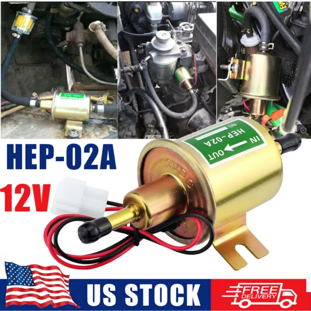 Universal Electric Fuel Pump HEP-02A 4-7PSI 12V Inline Low Pressure Gas Diesel
