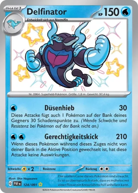 Pokemon Karte | Delfinator 124/091 | PAF | Deutsch | Shiny Rare | Near Mint