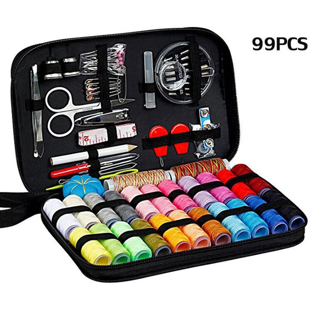 Vintage Sewing Basket Organizer Box Scissor Needle Kit with Hand Sewing Supplies