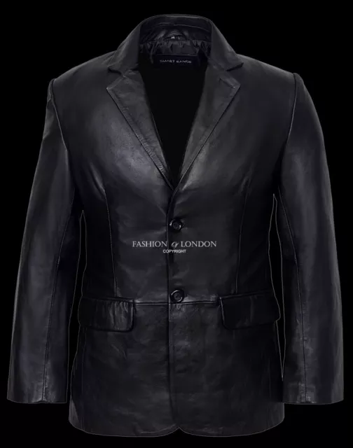 RICHMOND Mens Leather Blazer Jacket Real Soft Lambskin Black Classic Coat 9124