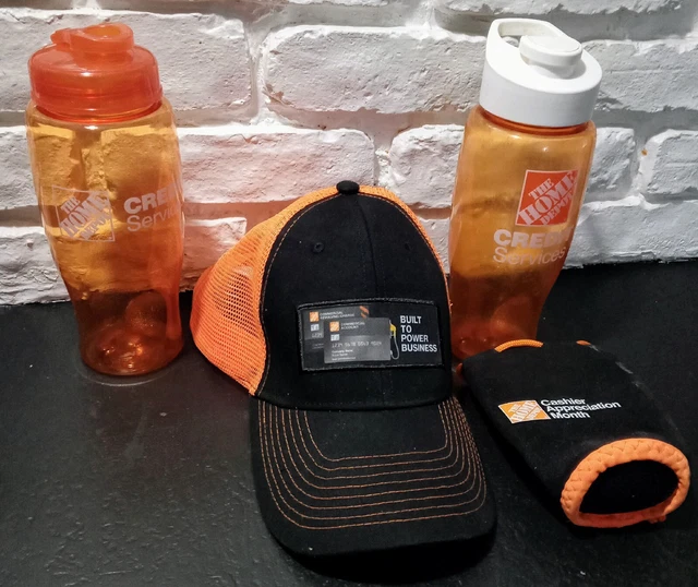 Home Depot Hat, 2 Water Bottles & Koozie