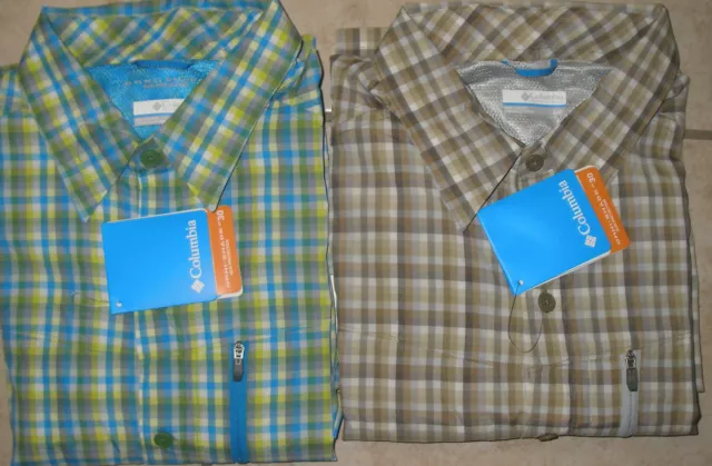 Nwt Mens Columbia Silver Ridge Omni-Dry & Shade Plaid Shirt Ss Select Color $55