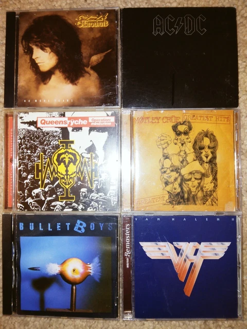 **lot of 6 Hard Rock/Metal Cds-Ozzy, M Crue, Queensryche, AC/DC, Bullet Boys, VH