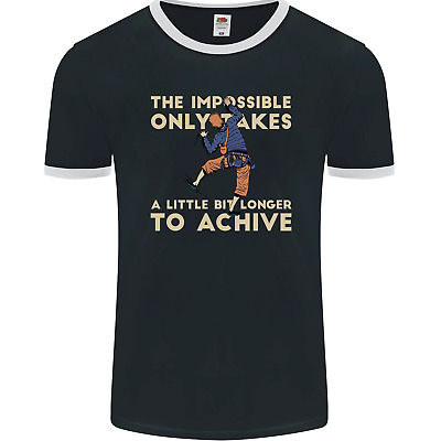Rock Climbing the Impossible Funny Climber Mens Ringer T-Shirt FotL