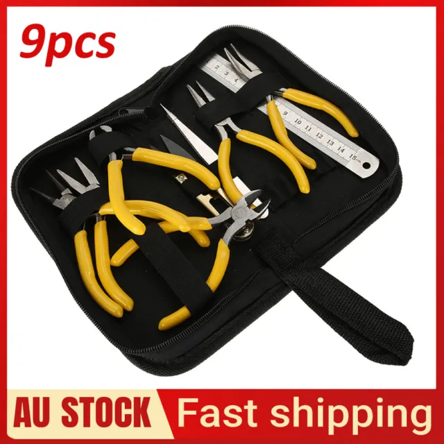 9PCS Jewellery Making Beading Mini Precision Pliers Set DIY Cutting Tools Kit AU