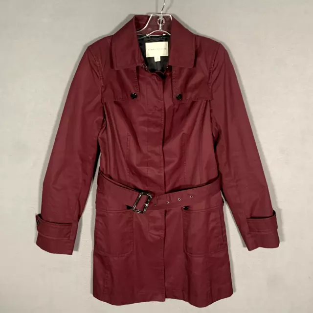 Banana Republic Jacket Small Maroon Wax Coated Button Up Pockets Womens