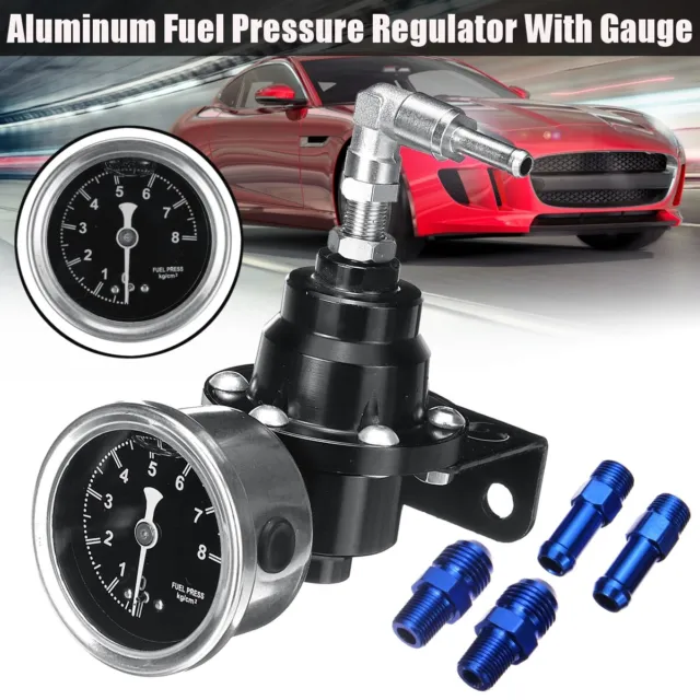 Universal Adjustable Fuel Pressure Regulator Oil Gauge AN6 Fittings Black