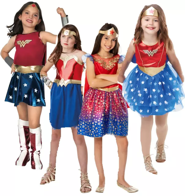 WONDER WOMAN COSTUME Ragazze Supereroe Bambini Costume Libro Giorno EUR  73,82 - PicClick IT