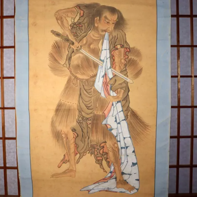 Japanese Kakejiku hanging scroll Samurai Bushi Emakimono warrior ASO271