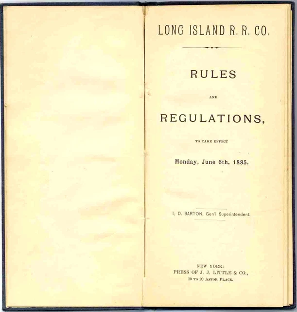 Lirr Long Island Rail Road 1885 Book Of Rules W 1887 Supplement 2