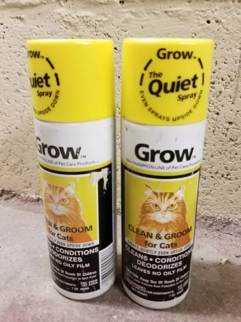 LOT OF 2 GROW CHAMPION LINE CLEAN & GROOM FOR CATS CONDITIONS DEODORIZING 7oz