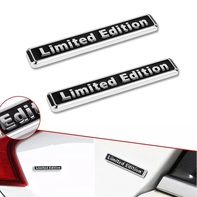 2x Chrome Metal Badge Emblem Sticker Limited Edition Car Van Decal Silver+ Black