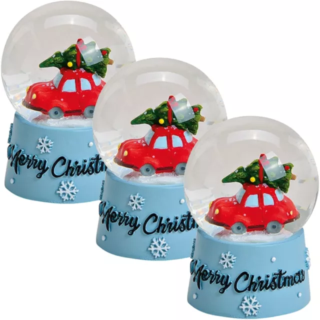 3x Schneekugel Schnee-Kugel mit stimmungsvollem Weihnachtsmotiv "Weihnachtsauto"