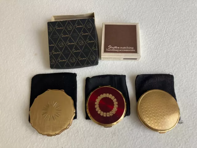 Three Vintage Stratton Powder Compacts