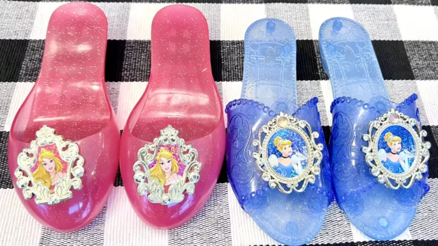 2 PAIR DISNEY Princess Dress Up Shoes Aurora Sleeping Beauty Cinderella ...