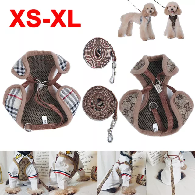 Pet Dog Harness Adjustable Puppy Walking Soft Vest Harness Lead Leash Collars AU