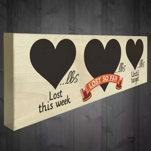 New Diet Weight Loss Record Wooden Plaque Progress Chalkboard Sign Slimming Aid