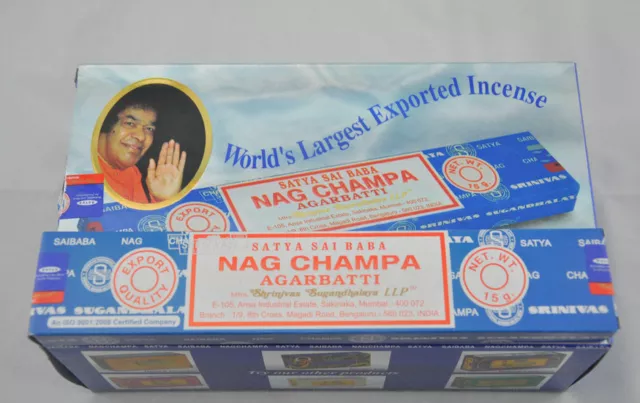 New Fresh Satya Sai Baba Blue Box Nag Champa Incense Sticks Bulk Sale 12x15g