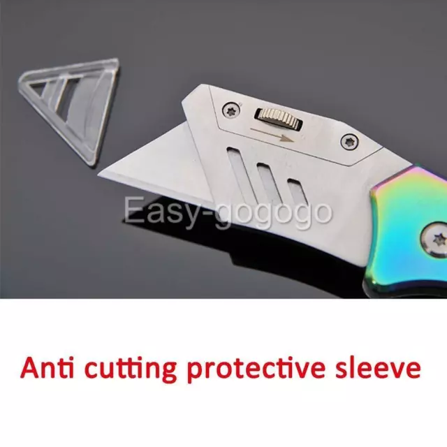 Rainbow Folding Utility Knife Aluminium Handle & 10X Spare Stanley Blades Craft 3